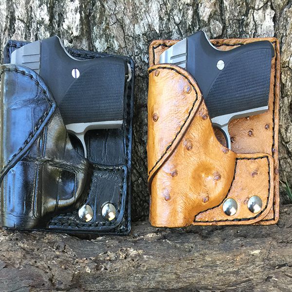 Exotic covered over leather back pocket holster