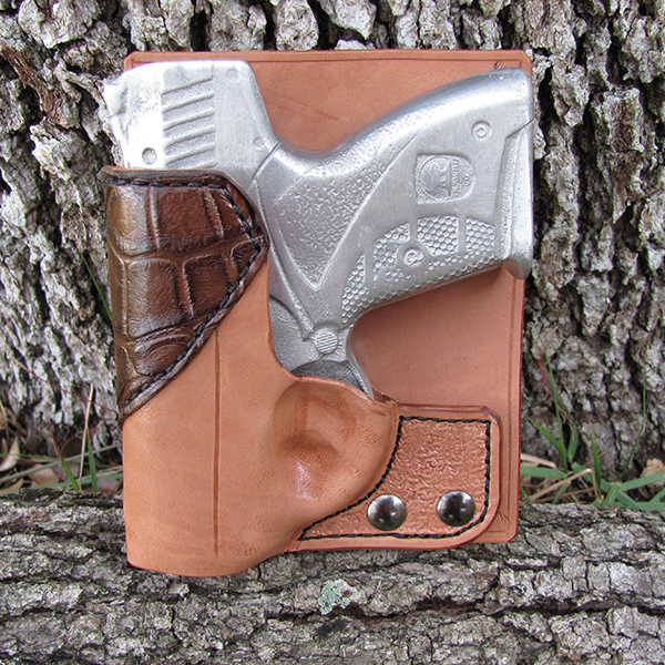 Boberg Back Pocket Holster in Natural Horsehide w/Chocolate Alligator